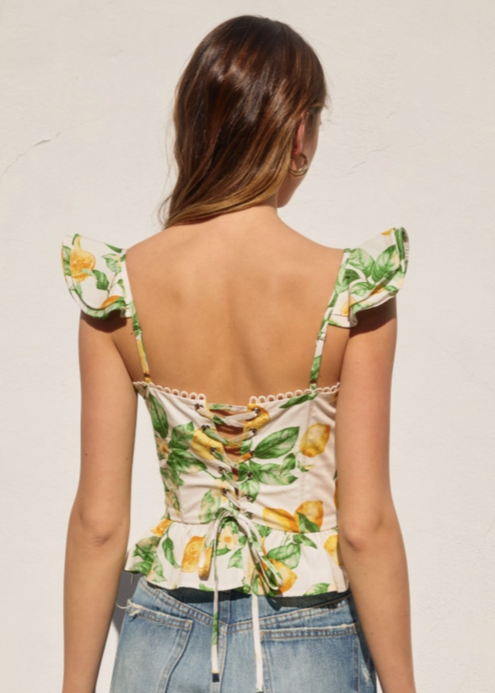 Lemon Corset Flutter Top