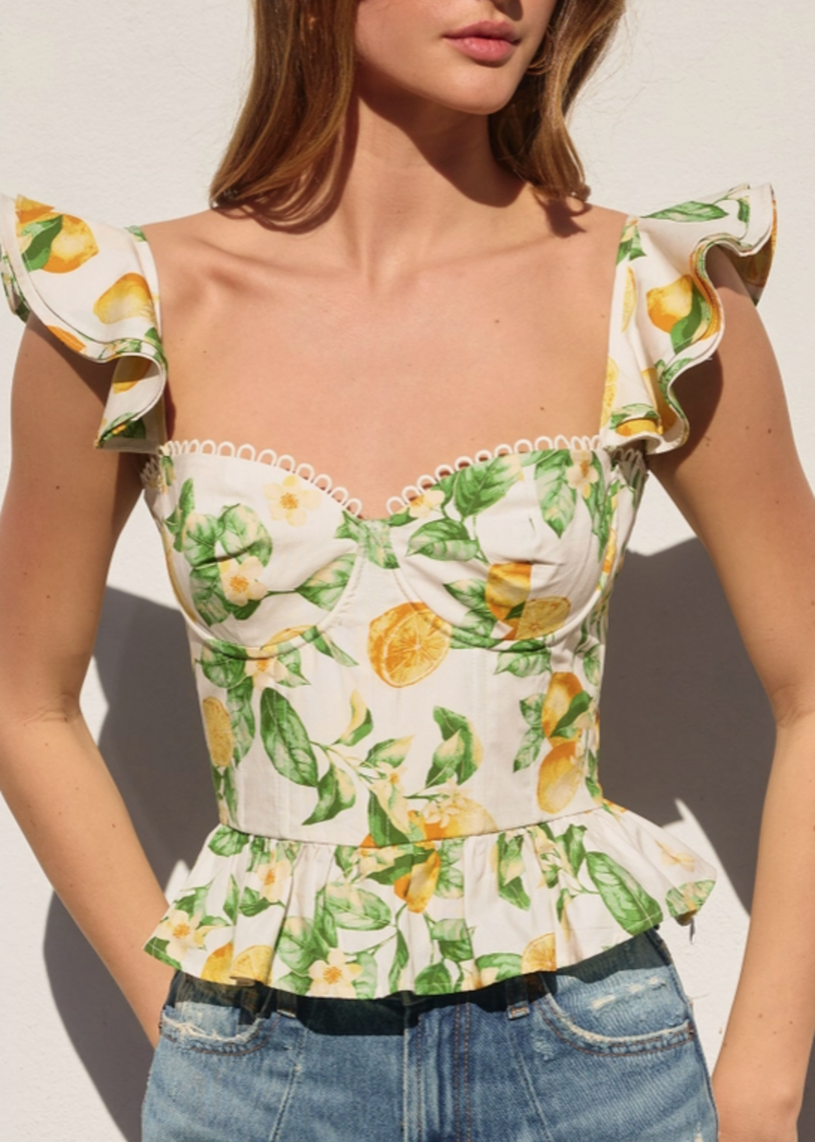 Lemon Corset Flutter Top