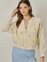 Embroidered Mixed Media Jacket Oatmeal