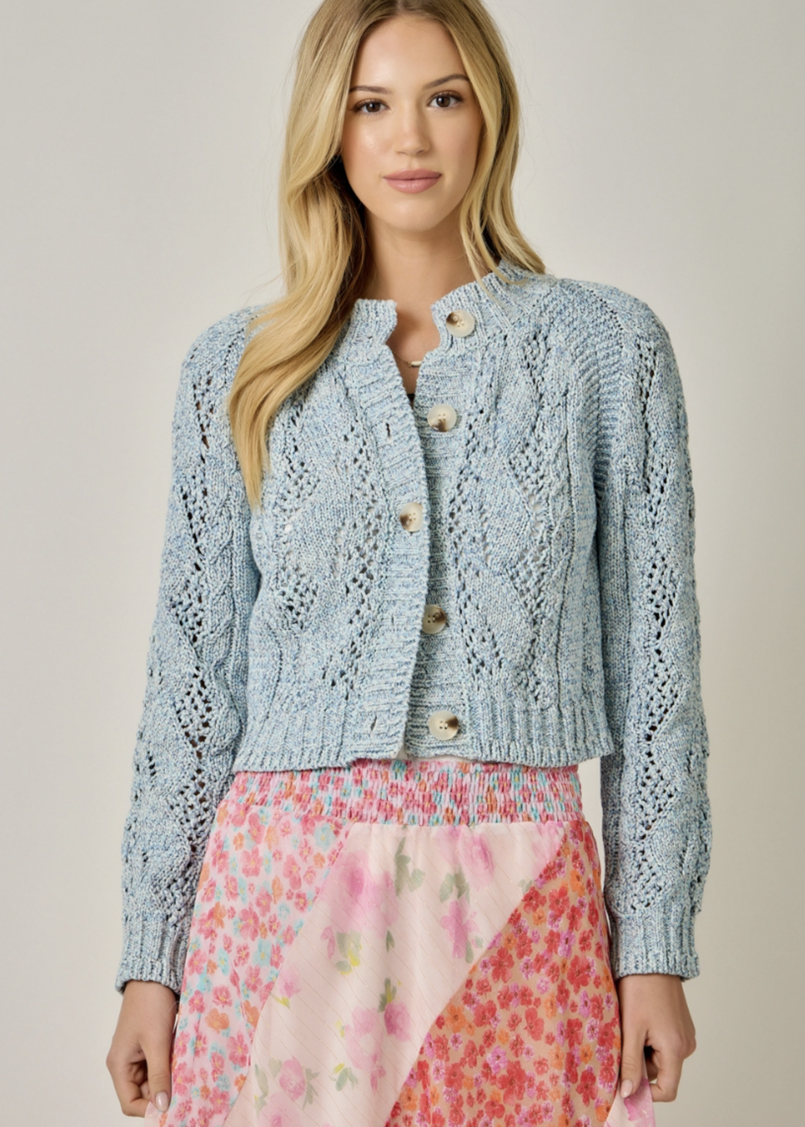 Cable Cardigan Blue Multi