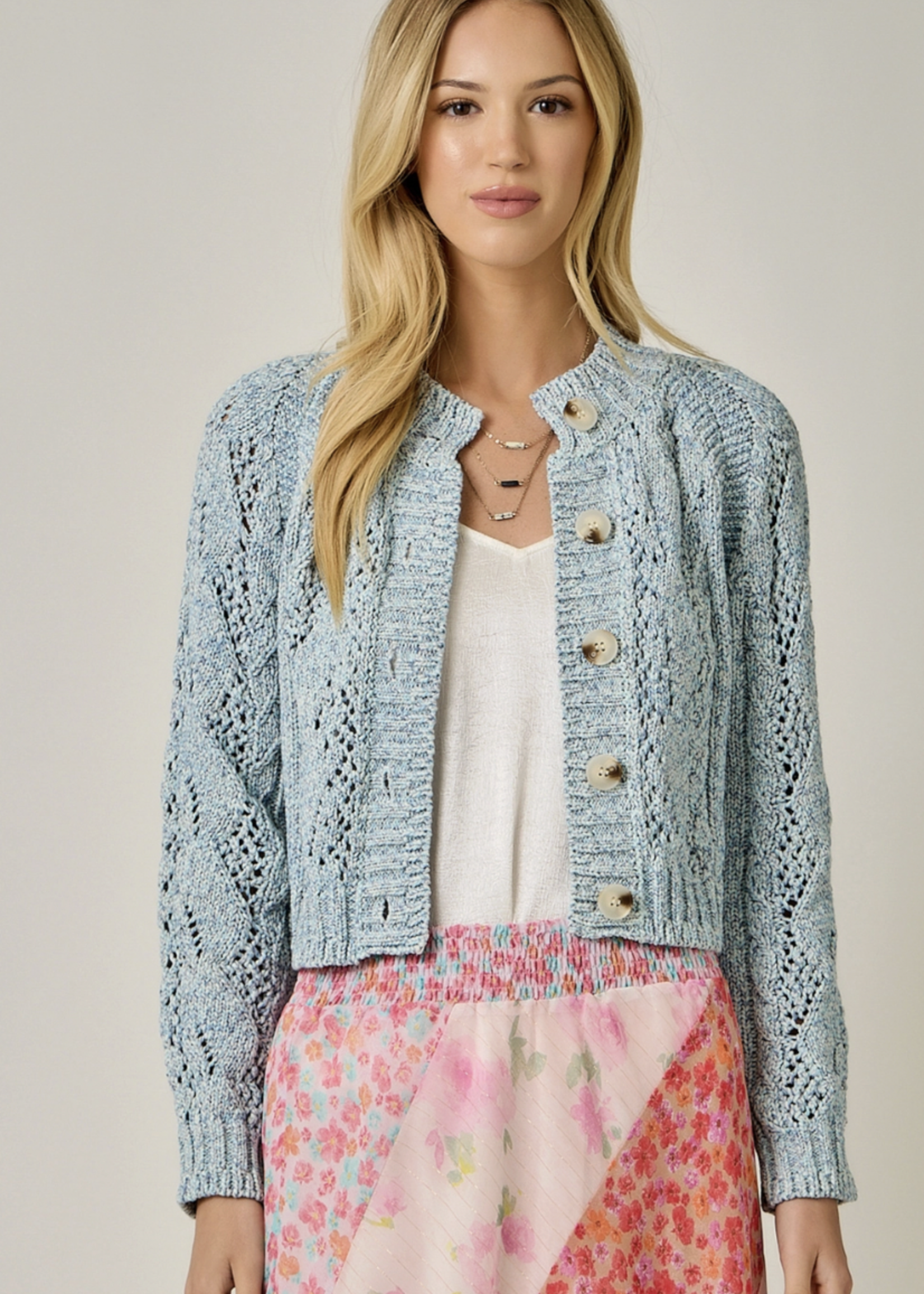 Cable Cardigan Blue Multi