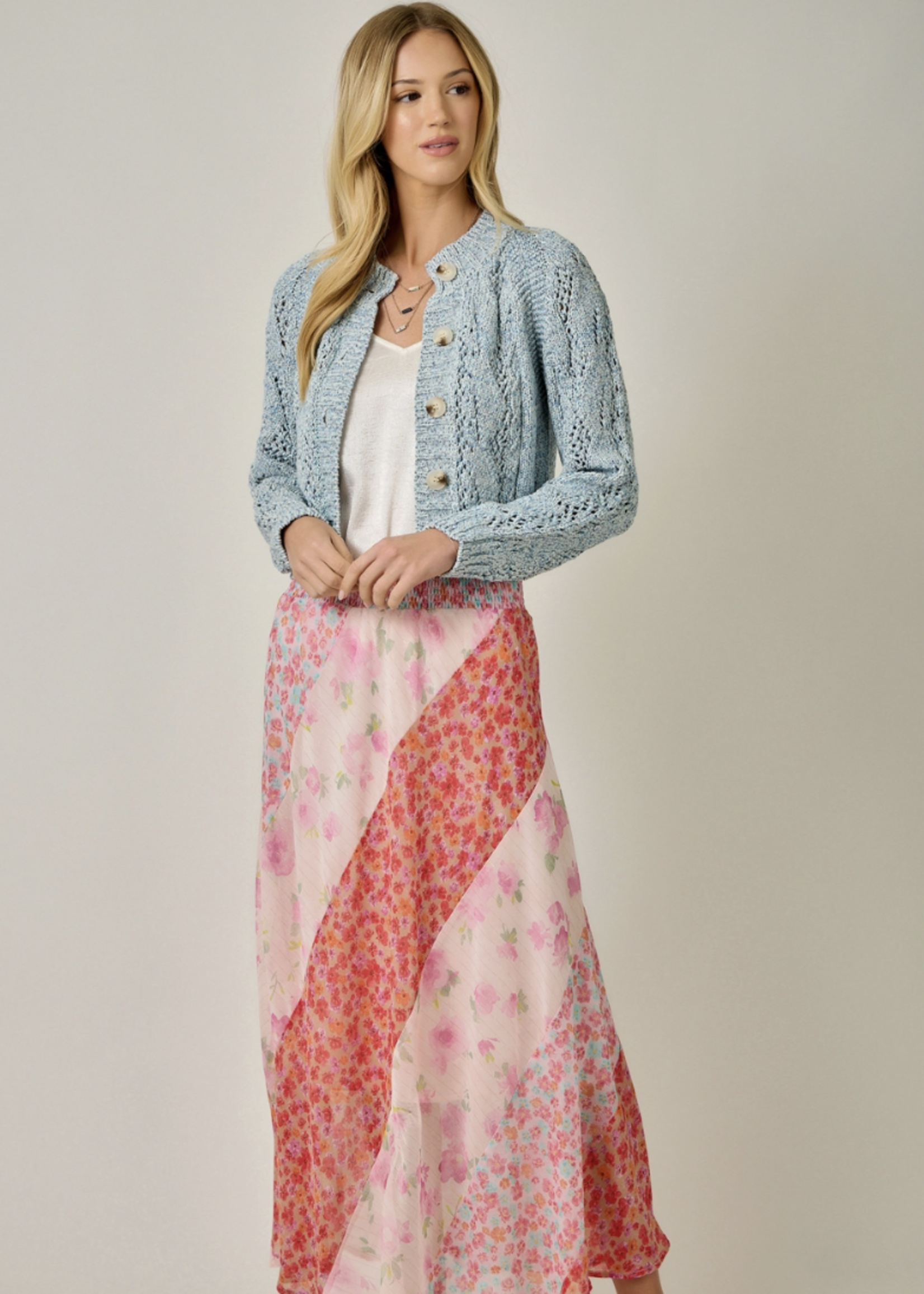 Cable Cardigan Blue Multi