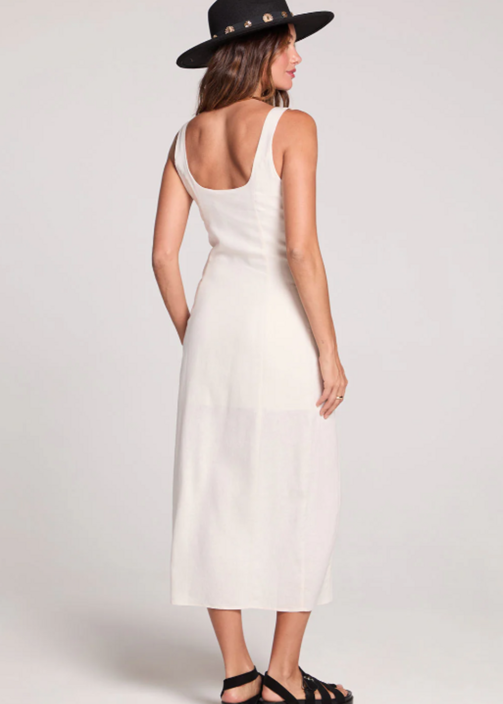 Woven Ecru Tank Midi Dress