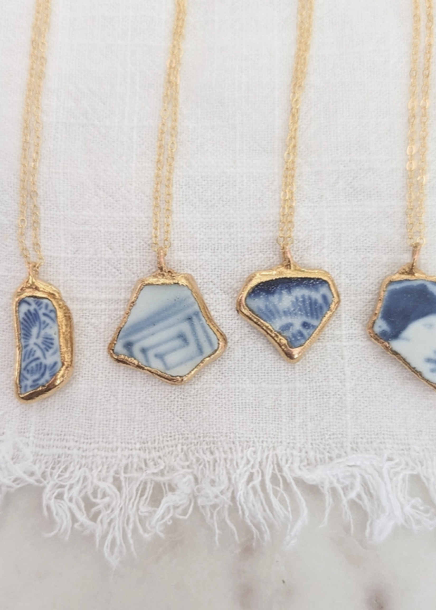 14k Gold Dipped Sea Pottery Necklace