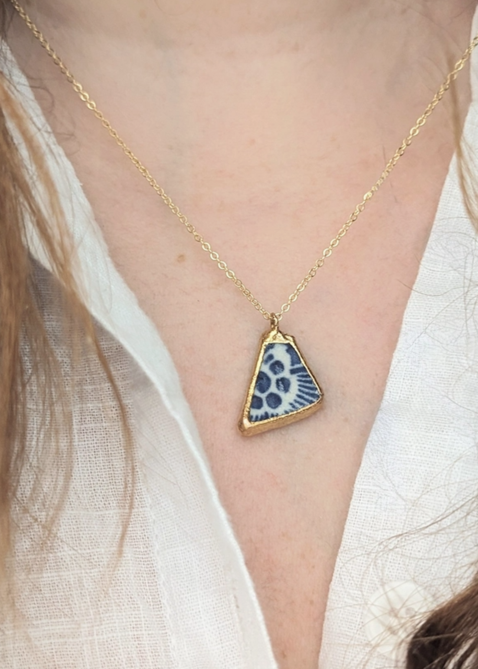 14k Gold Dipped Sea Pottery Necklace