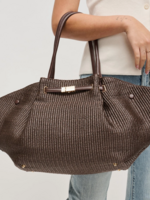 Kaia Straw Tote Chocolate