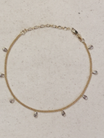 18k Gold Filled 2mm Curb Chain with Bezel Cz Drops Anklet