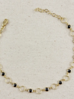 18k Gold Filled Black Bezel Cz & Circles Anklet