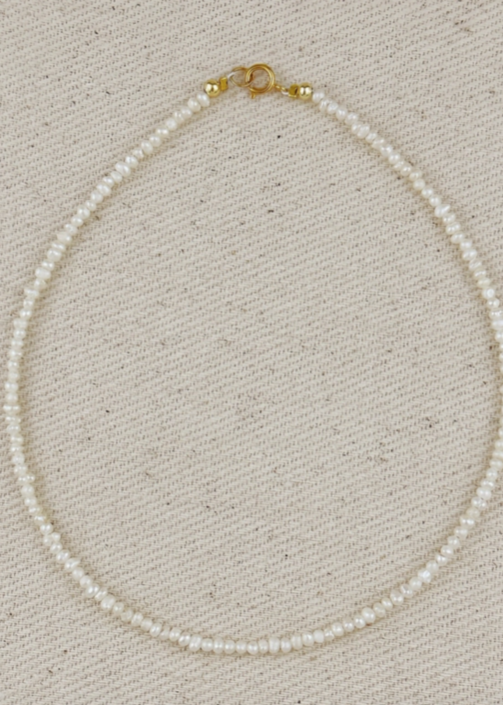 9k Gold Micro Fresh Water Pearls Anklet 10in