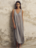 Day Break Dress  Navy with Stripes