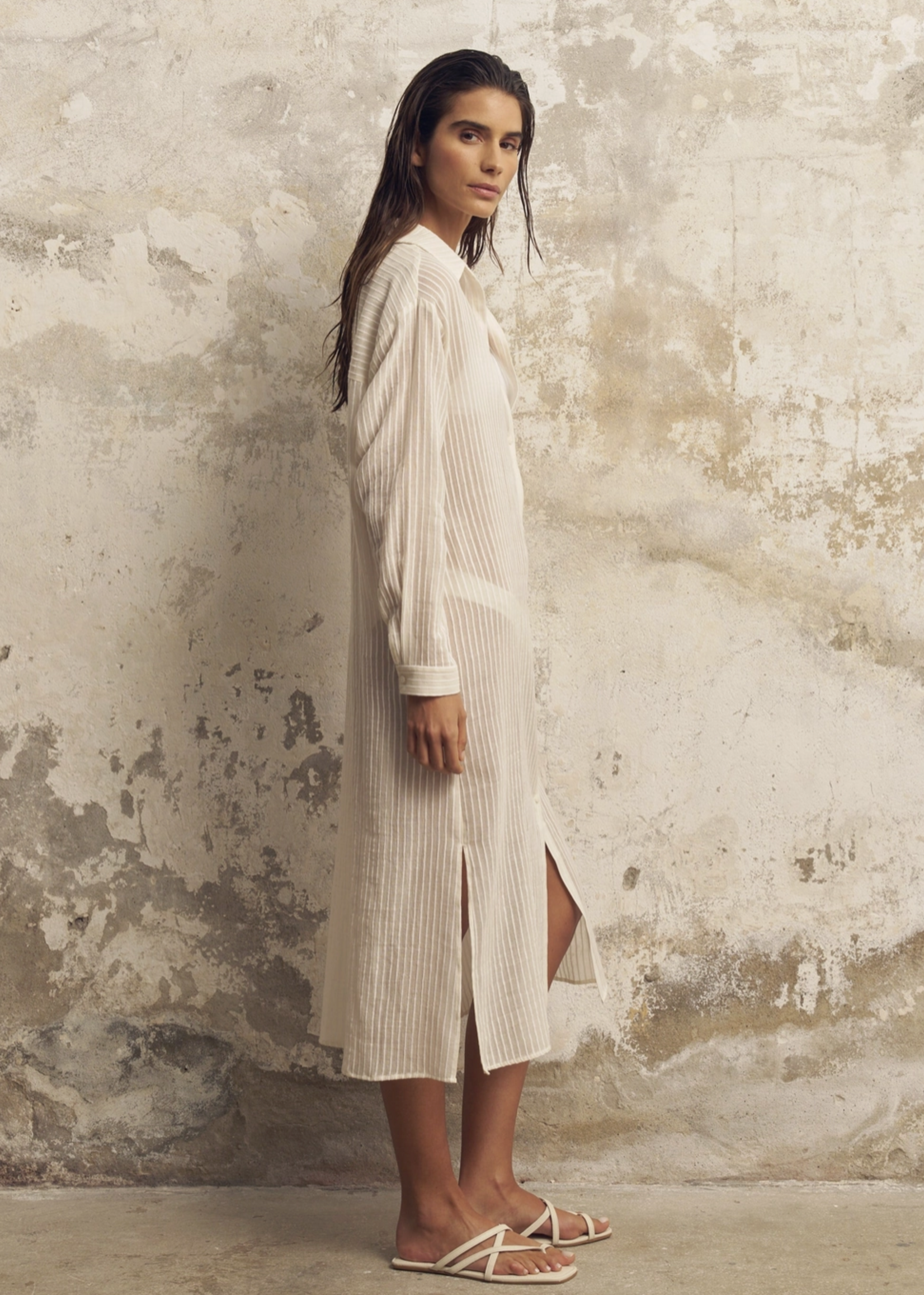 Voyage Shirt Dress White Stripes