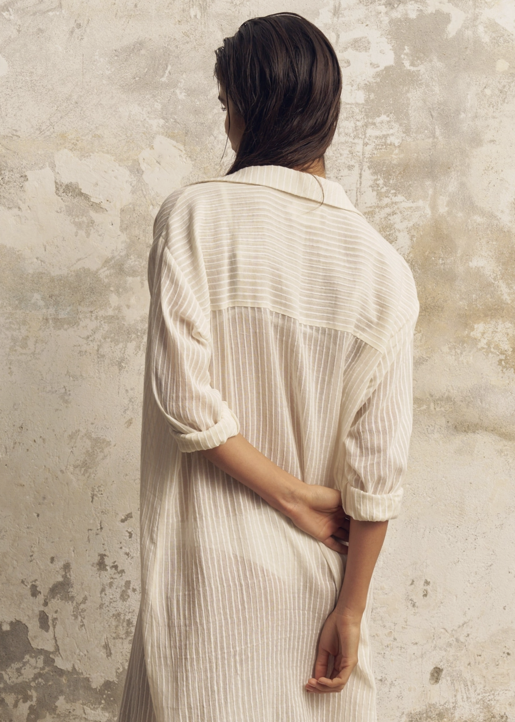 Voyage Shirt Dress White Stripes