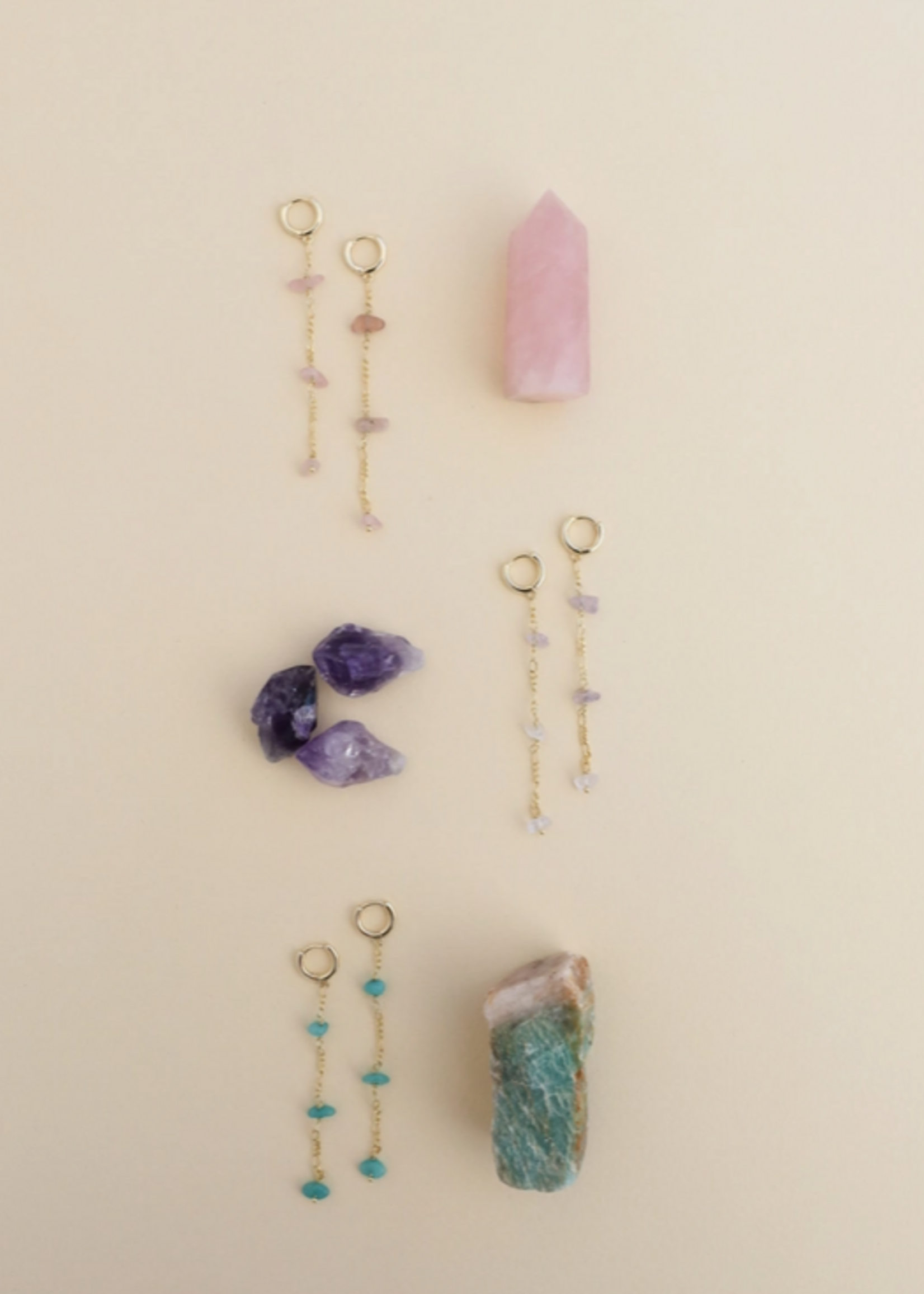 Raw Gemstone Chain Drop Earring