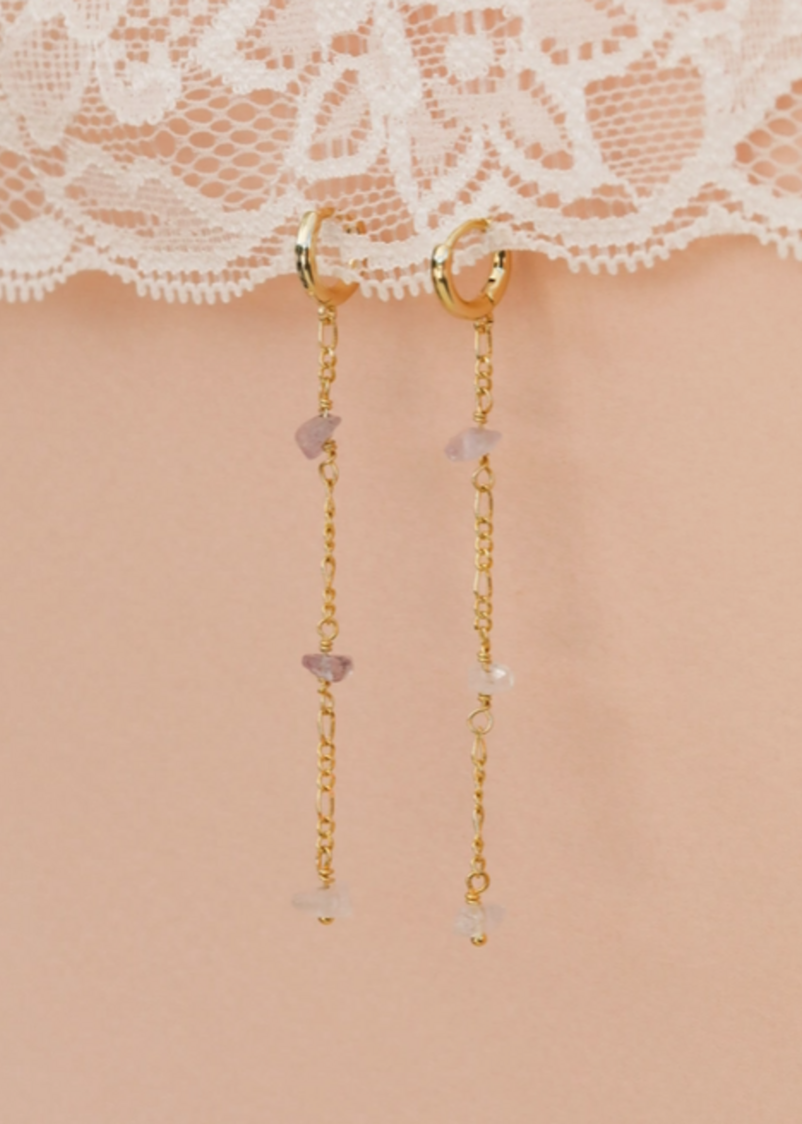Raw Gemstone Chain Drop Earring