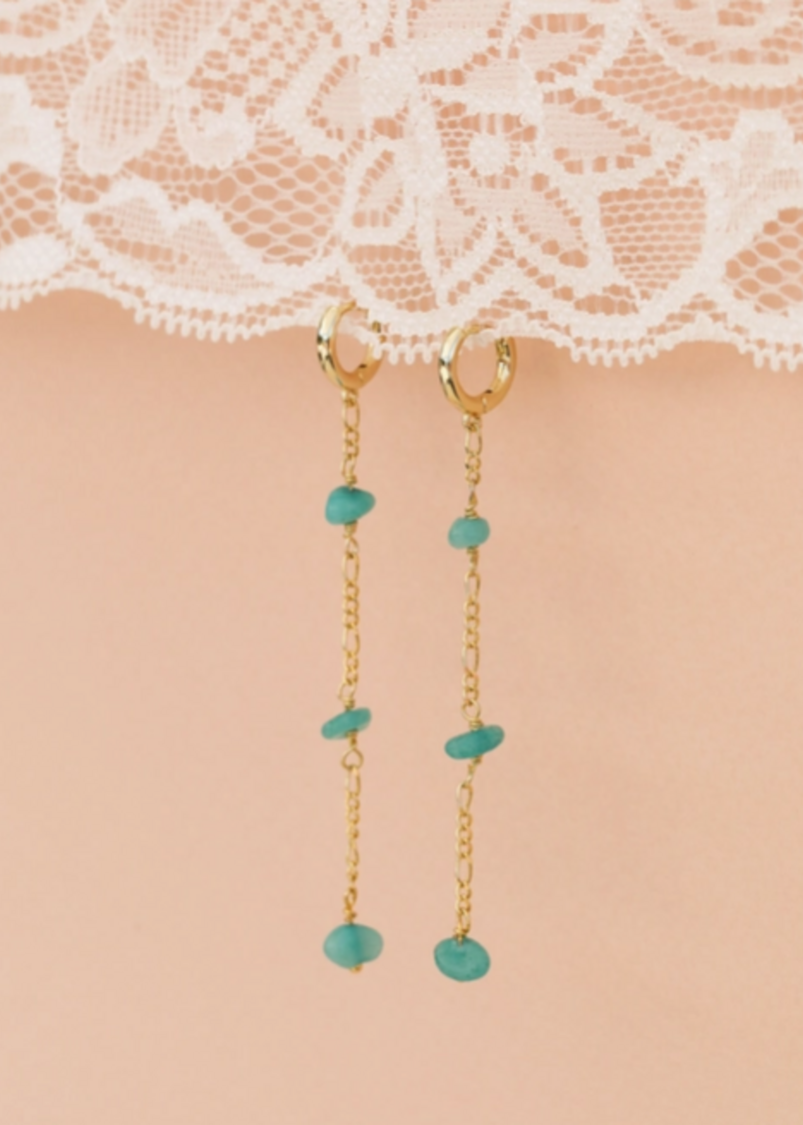 Raw Gemstone Chain Drop Earring
