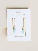 Threader Amazonite Gold Earrings