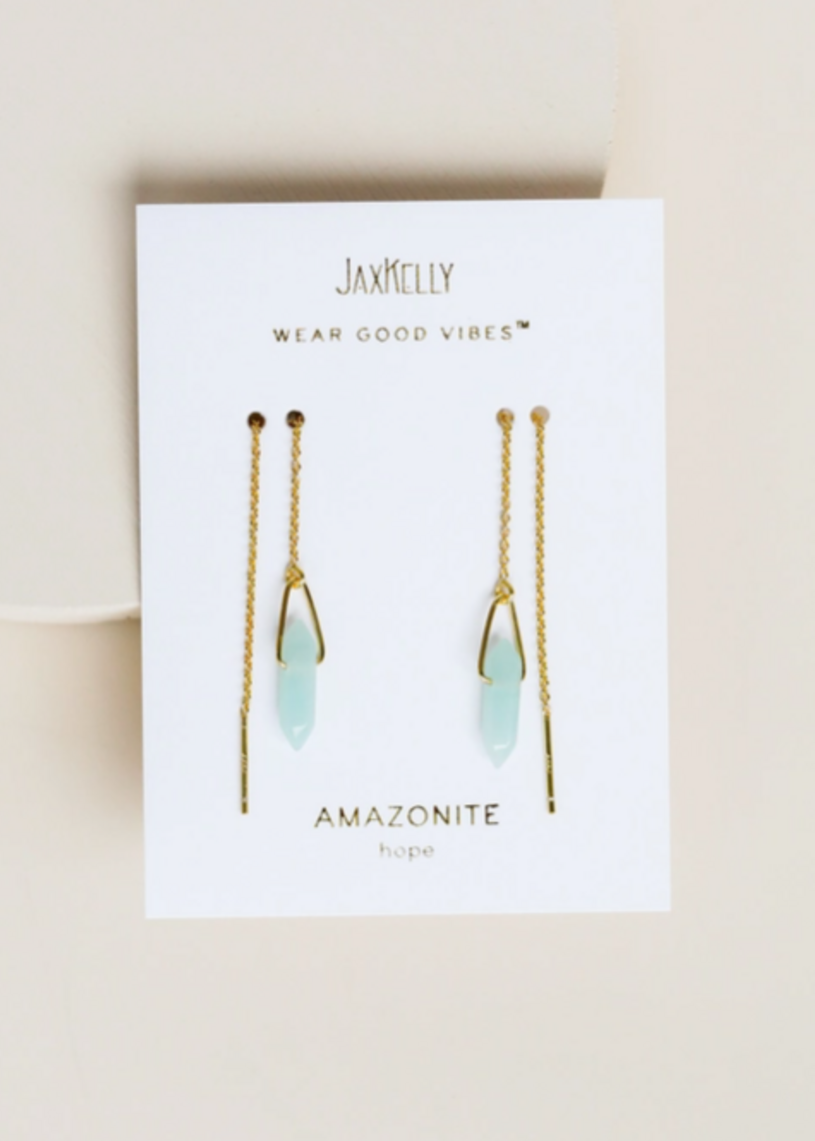Threader Amazonite Gold Earrings