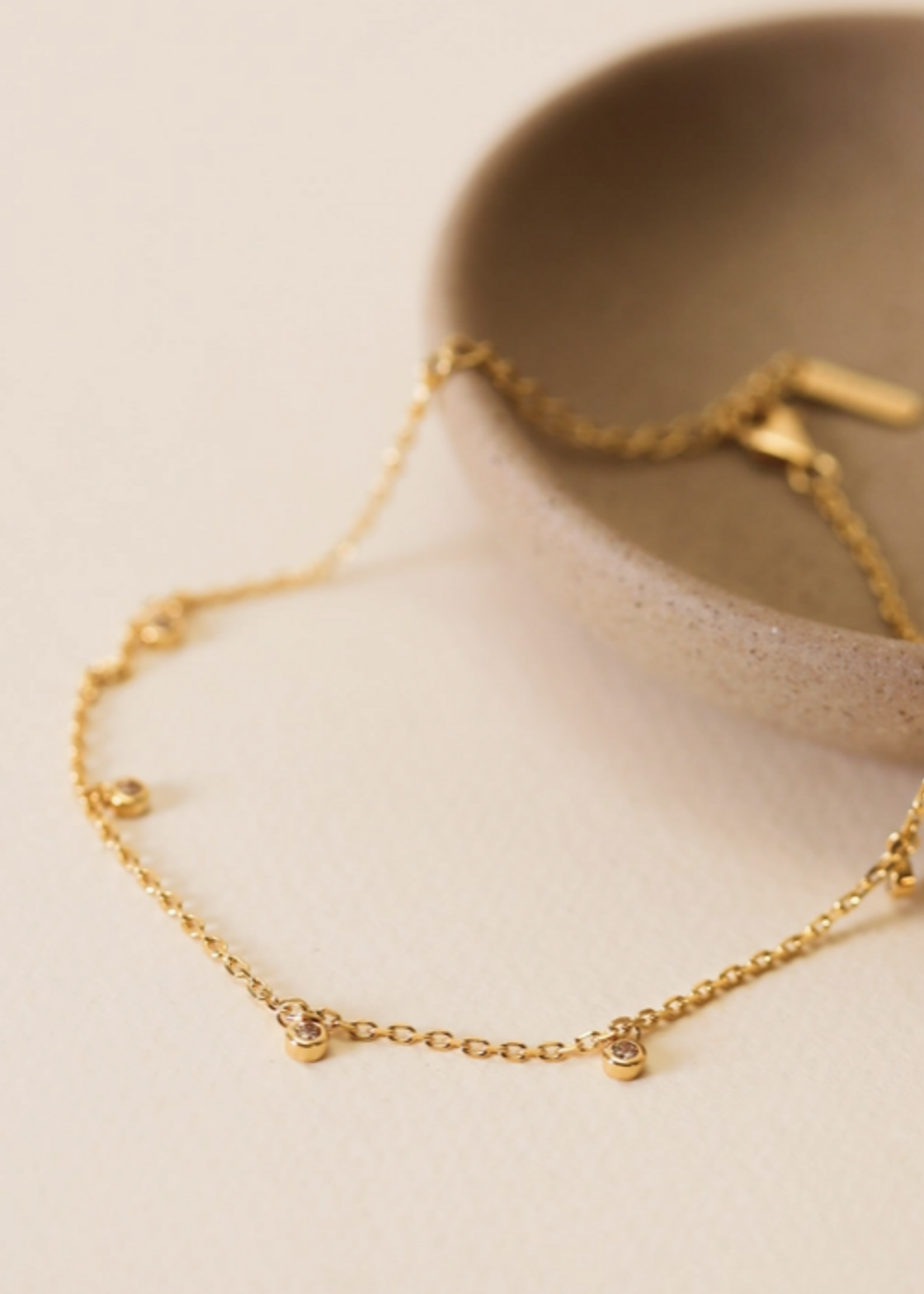 Solitaire Champagne Drop Anklet 18k Gold Plated