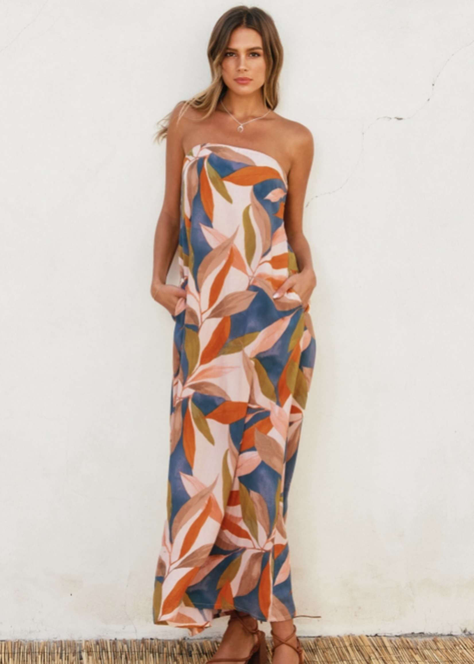 Persimmon Blue Destinations Tie Back Maxi Dress