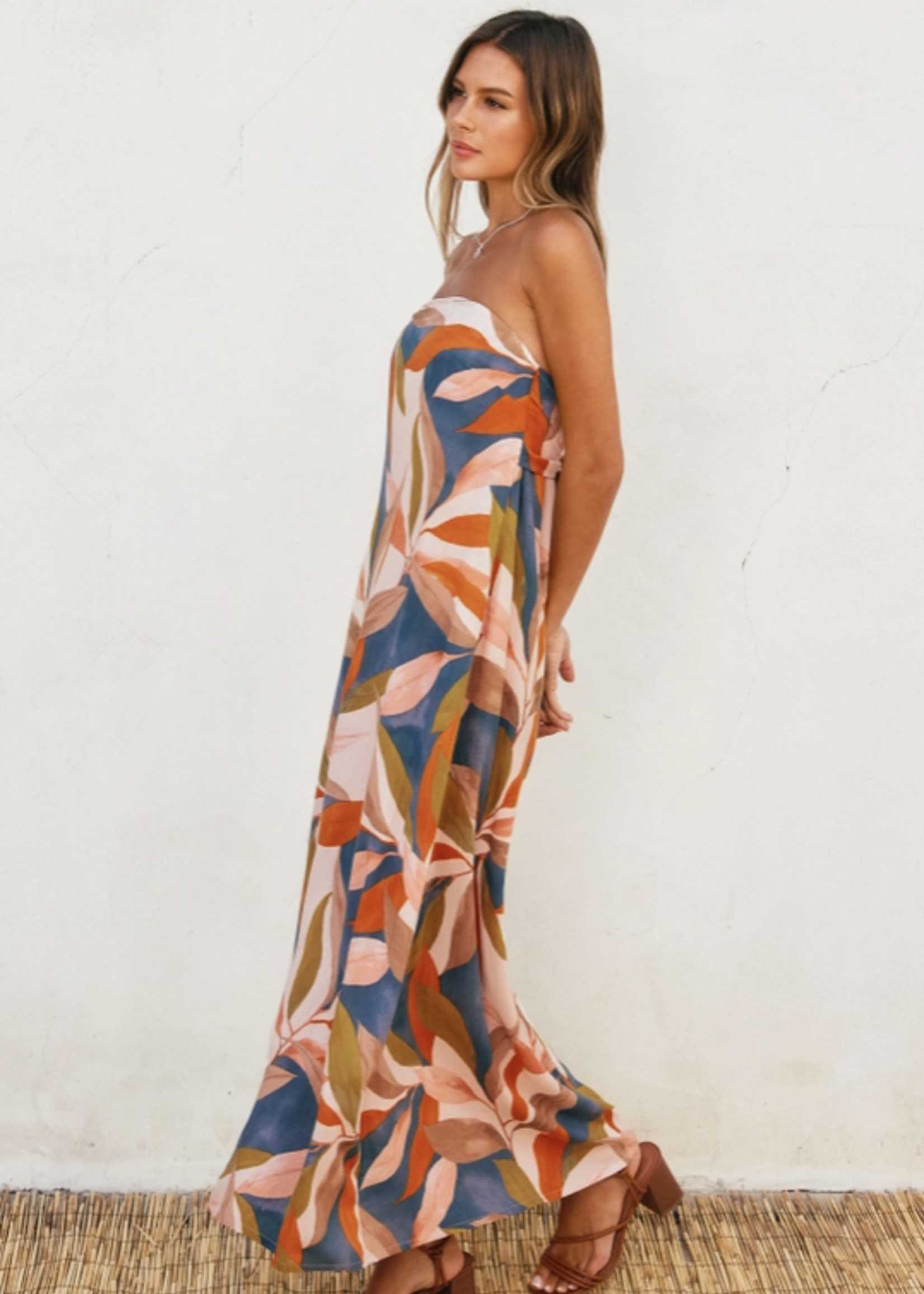 Persimmon Blue Destinations Tie Back Maxi Dress
