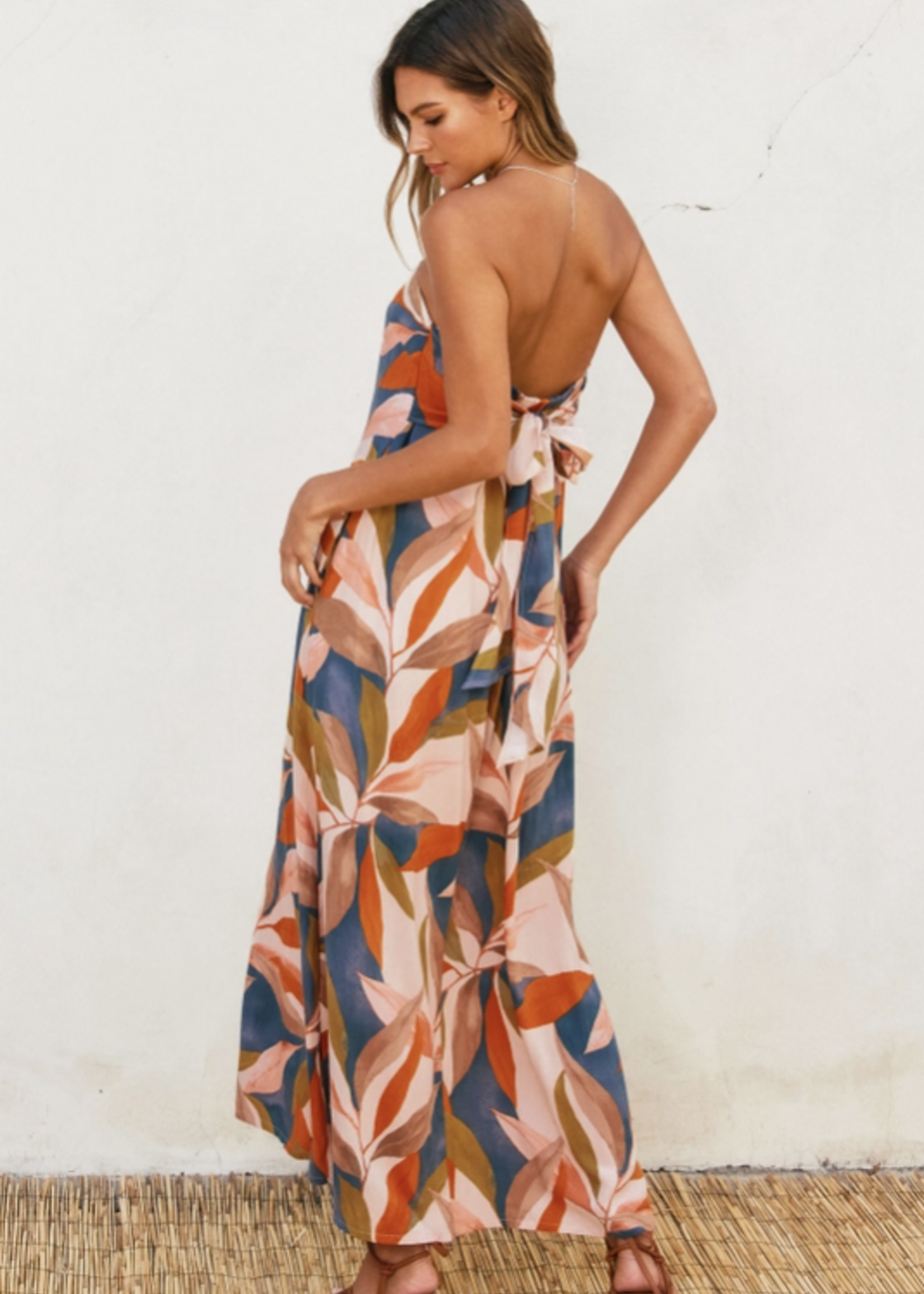 Persimmon Blue Destinations Tie Back Maxi Dress