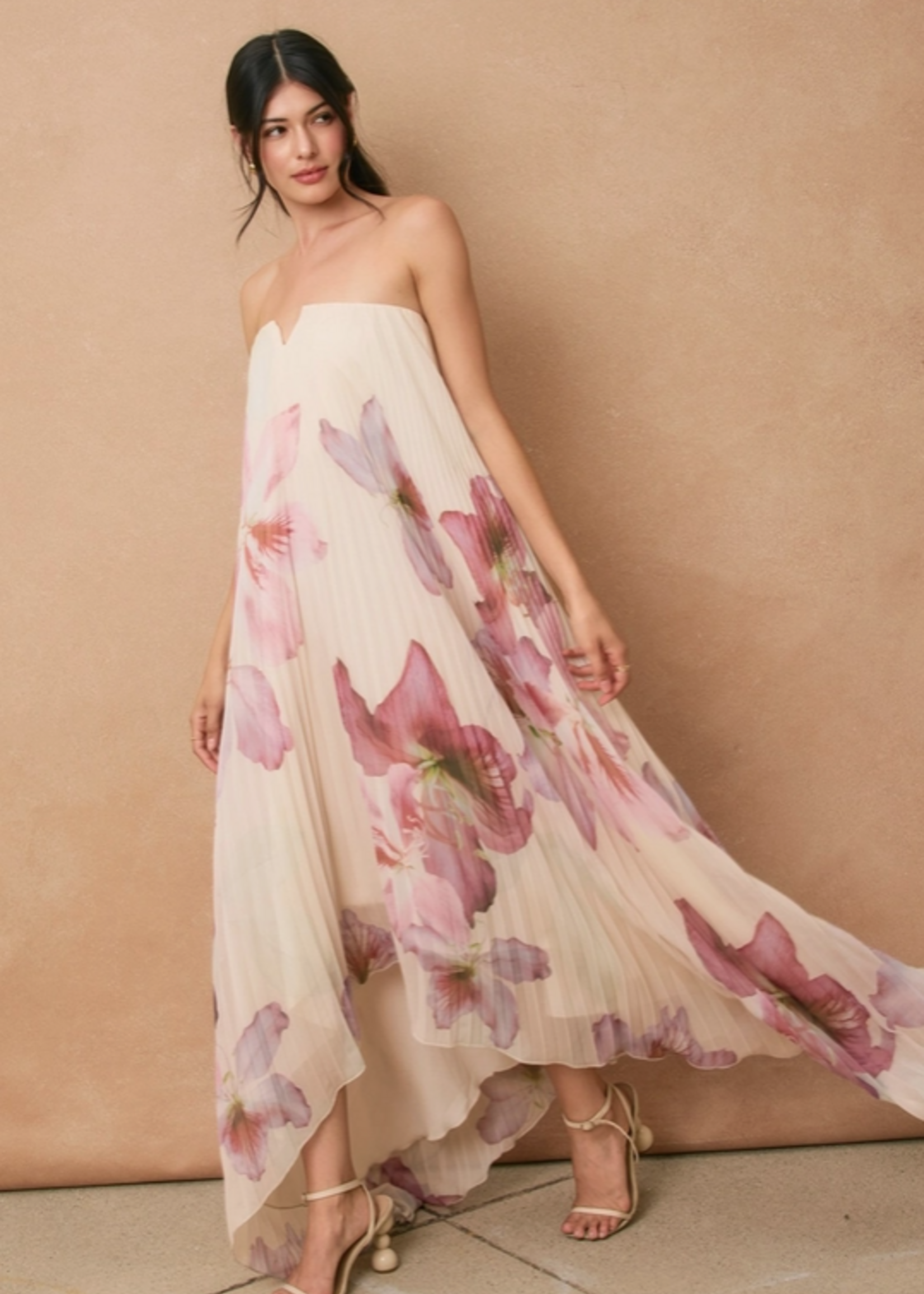 Laelia Orchid Pleated Maxi Dress