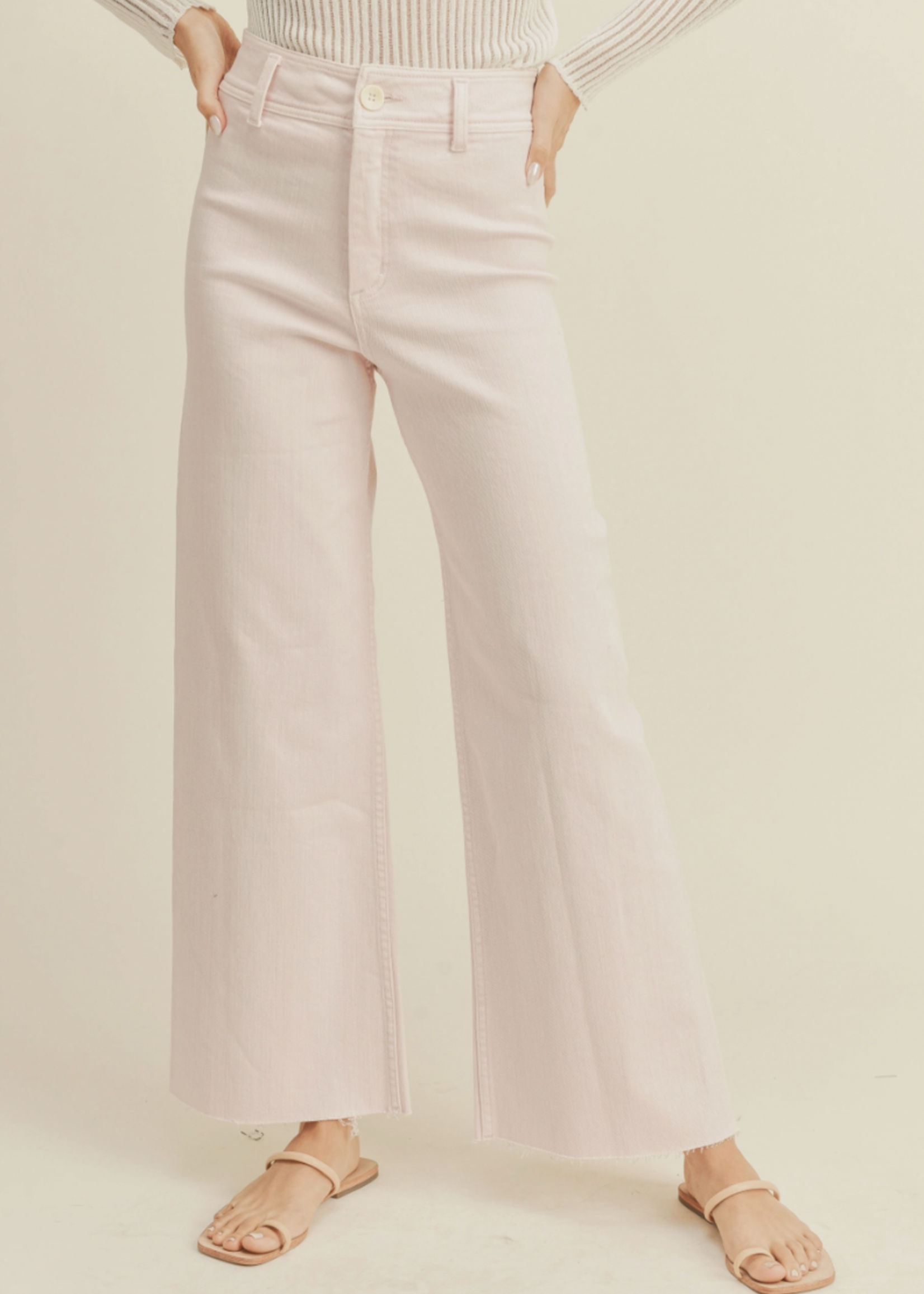 Wide Leg Raw Hem Pants