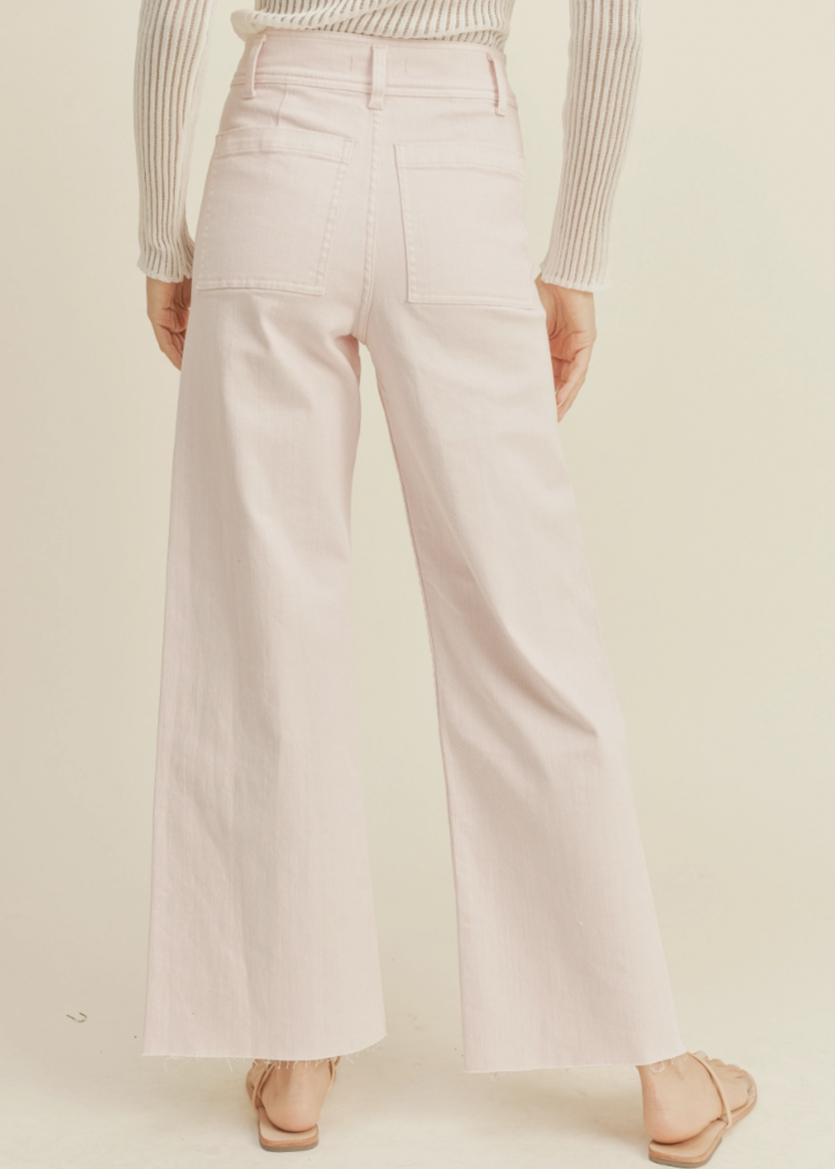 Wide Leg Raw Hem Pants