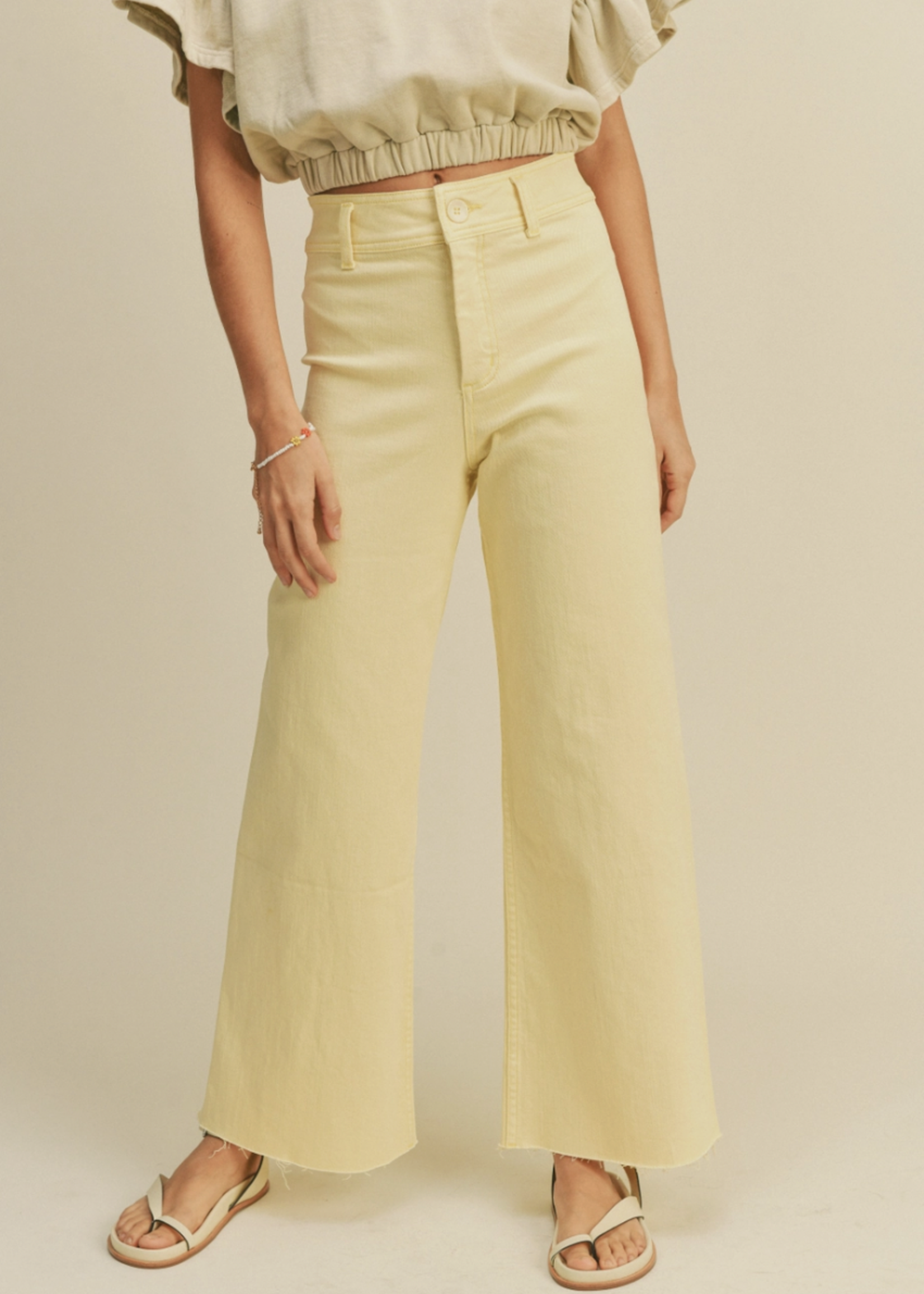 Wide Leg Raw Hem Pants