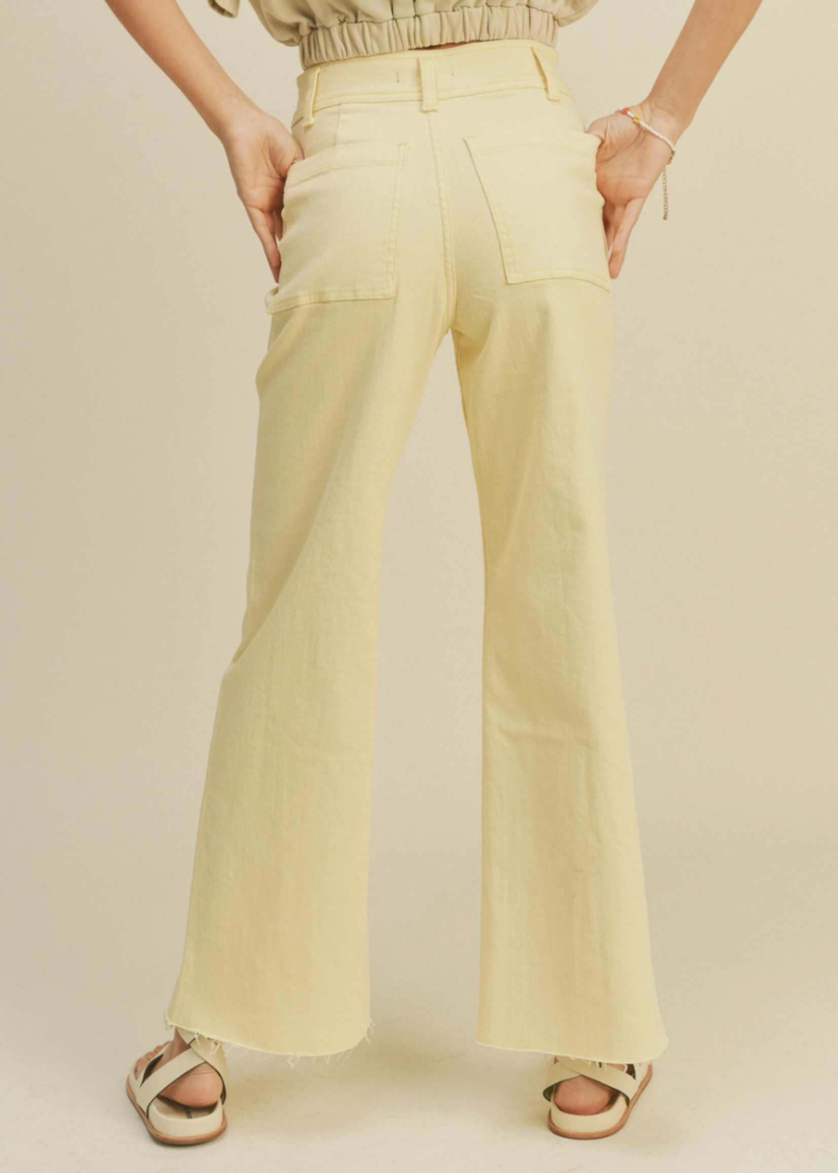 Wide Leg Raw Hem Pants
