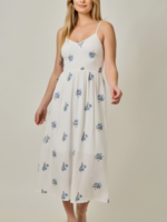 Embroidered Gauze Smocked Midi Dress