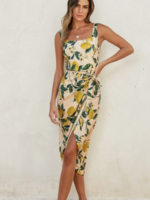 Vintage Lemonade Tulip Hem Midi Wrap Dress