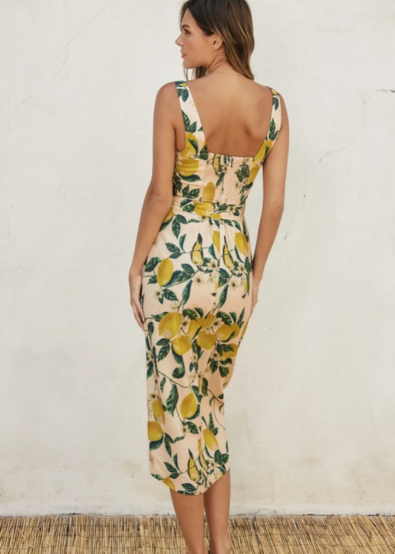 Vintage Lemonade Tulip Hem Midi Wrap Dress