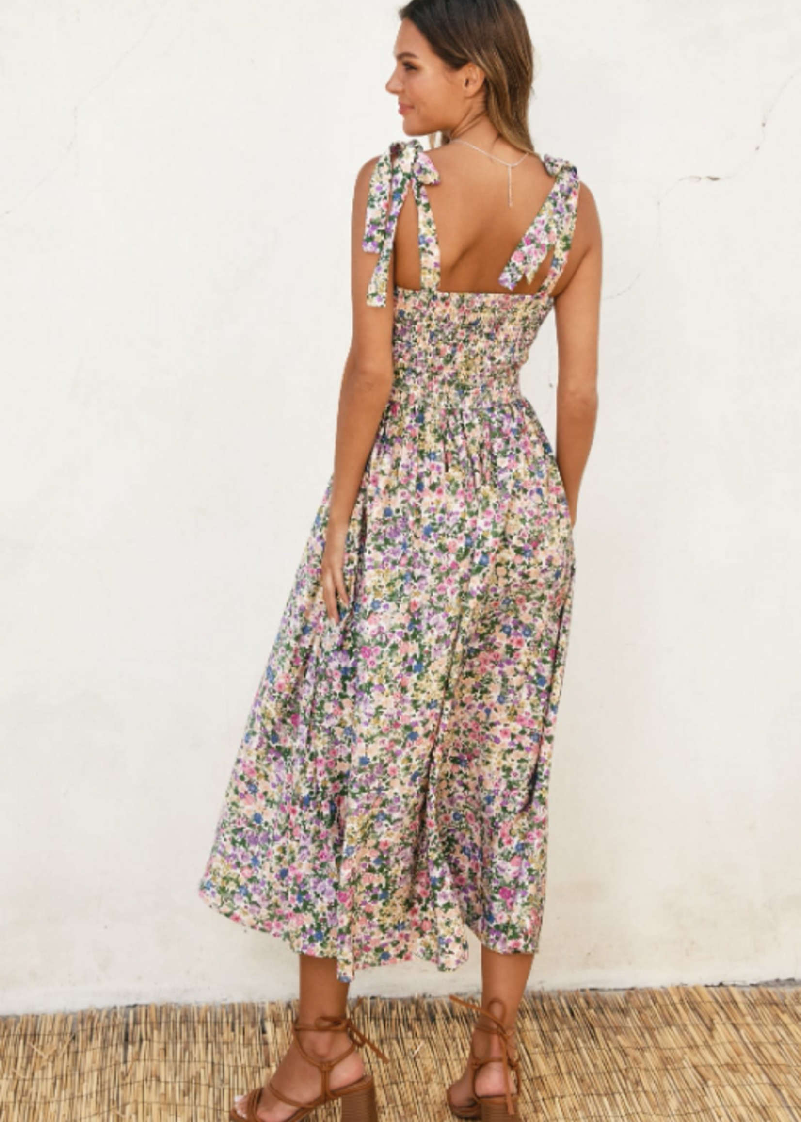 Morning Glory Smocked Top Midi Dress