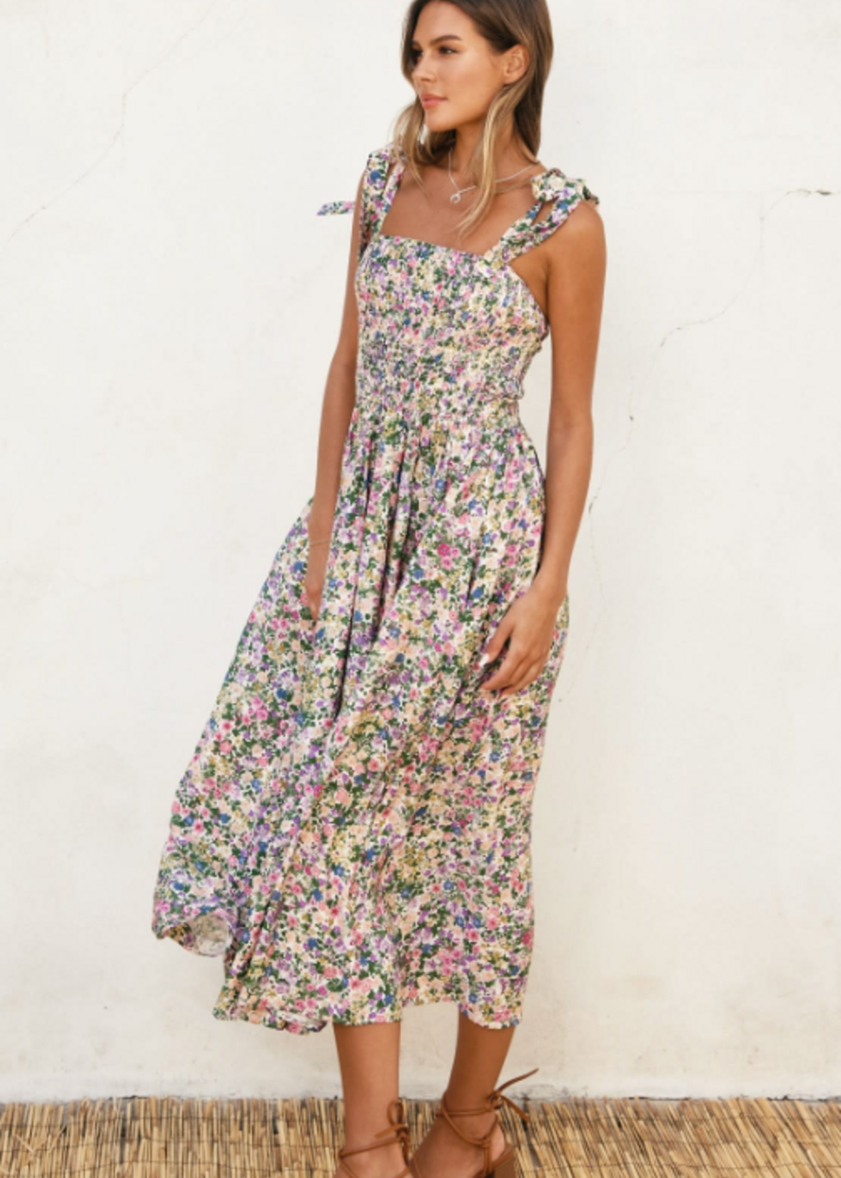 Morning Glory Smocked Top Midi Dress