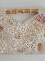 Ivory Natural Shell Bag with Bamboo Handle