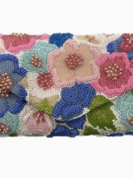 Raised Flowers Beaded Envelope Clutch