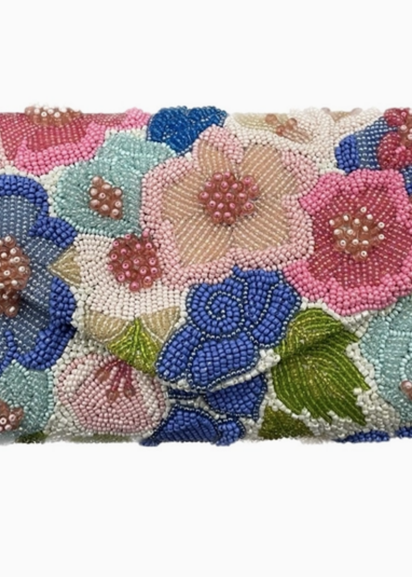 Raised Flowers Beaded Envelope Clutch