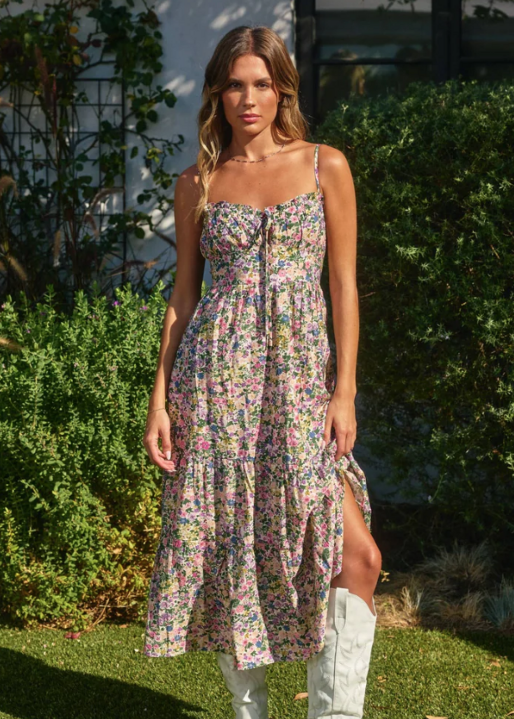 Morning Glory Corset Tie Back Dress