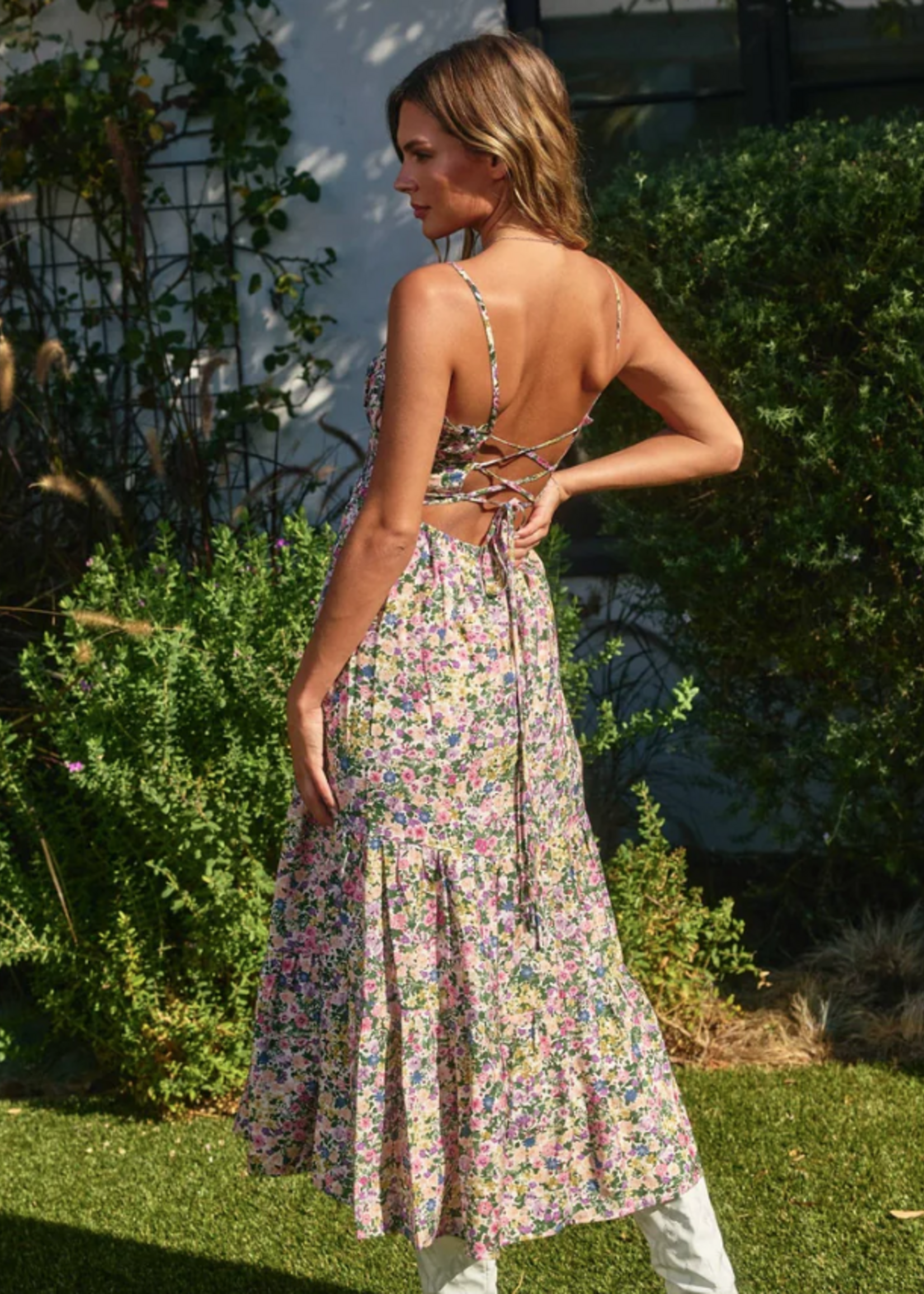 Morning Glory Corset Tie Back Dress