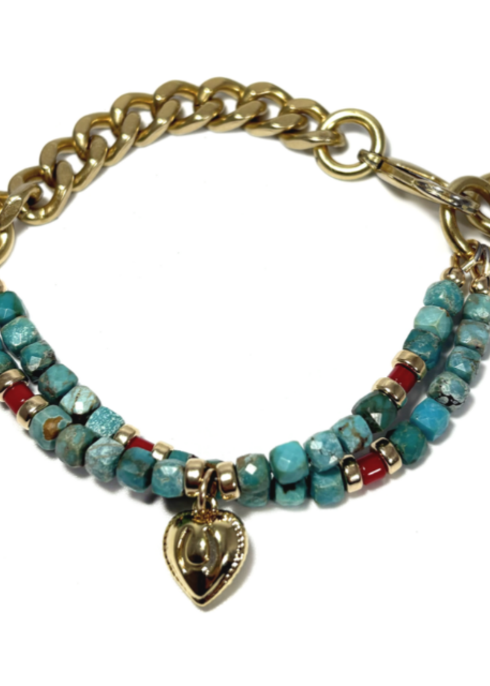 Remix: Turquoise & Red Coral Bracelet
