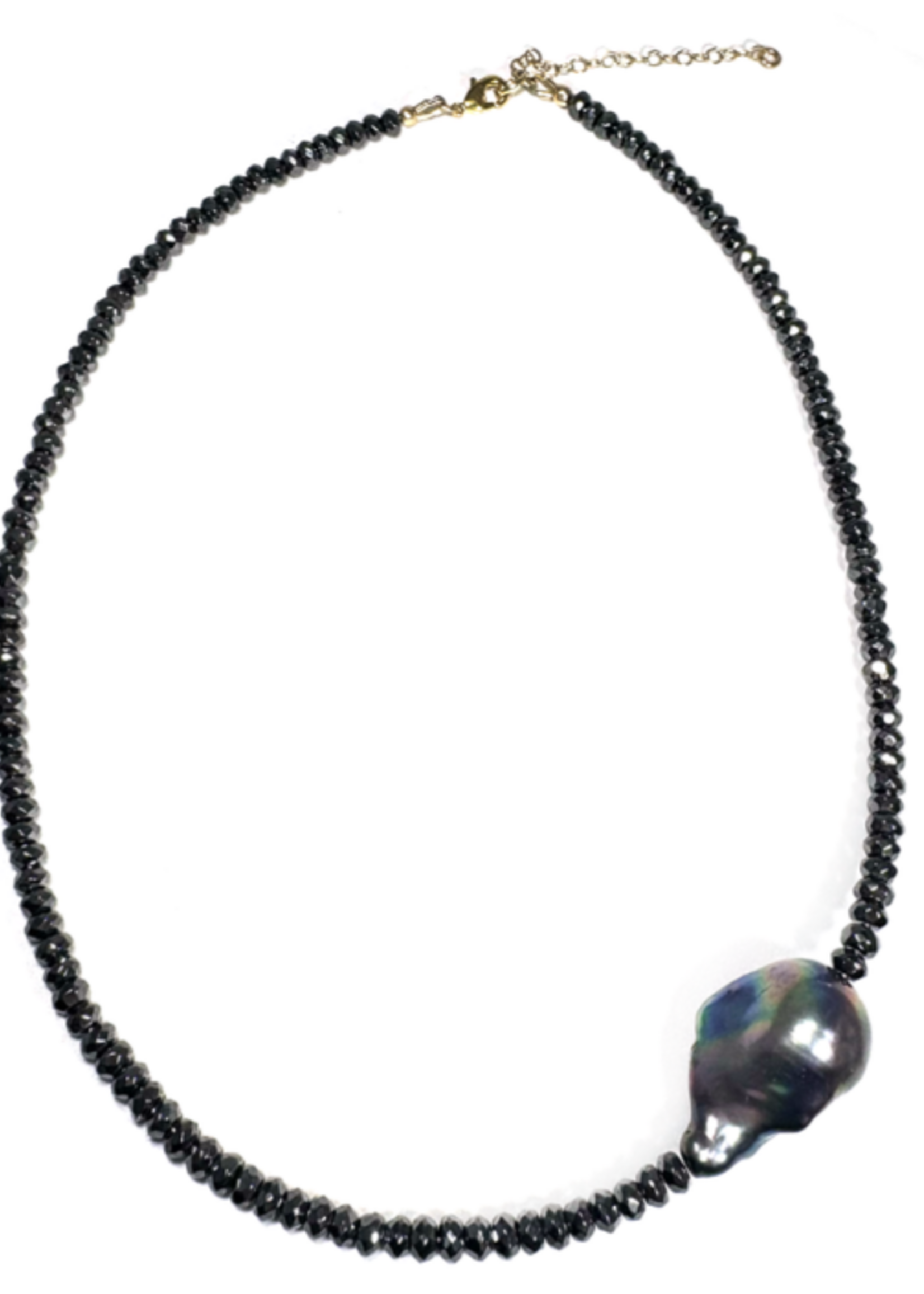 Hematite & Peacock Baroque Pearl Necklace