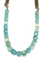 Aqua Chalcedony Cubes Necklace