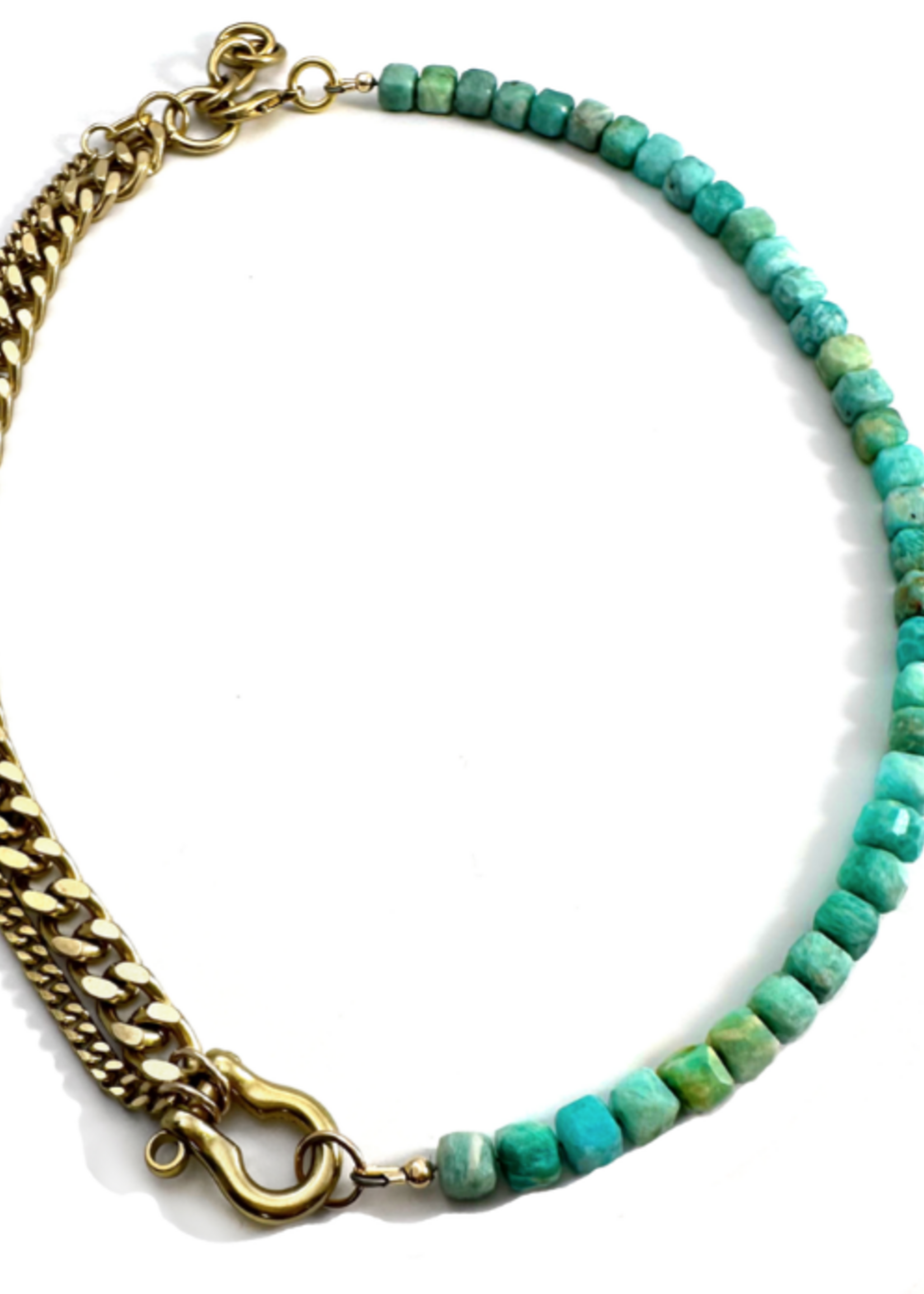 Shackle Duo: Amazonite Cubes Necklace