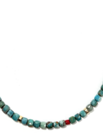 Turquoise & Red Coral Mini Beaded Necklace