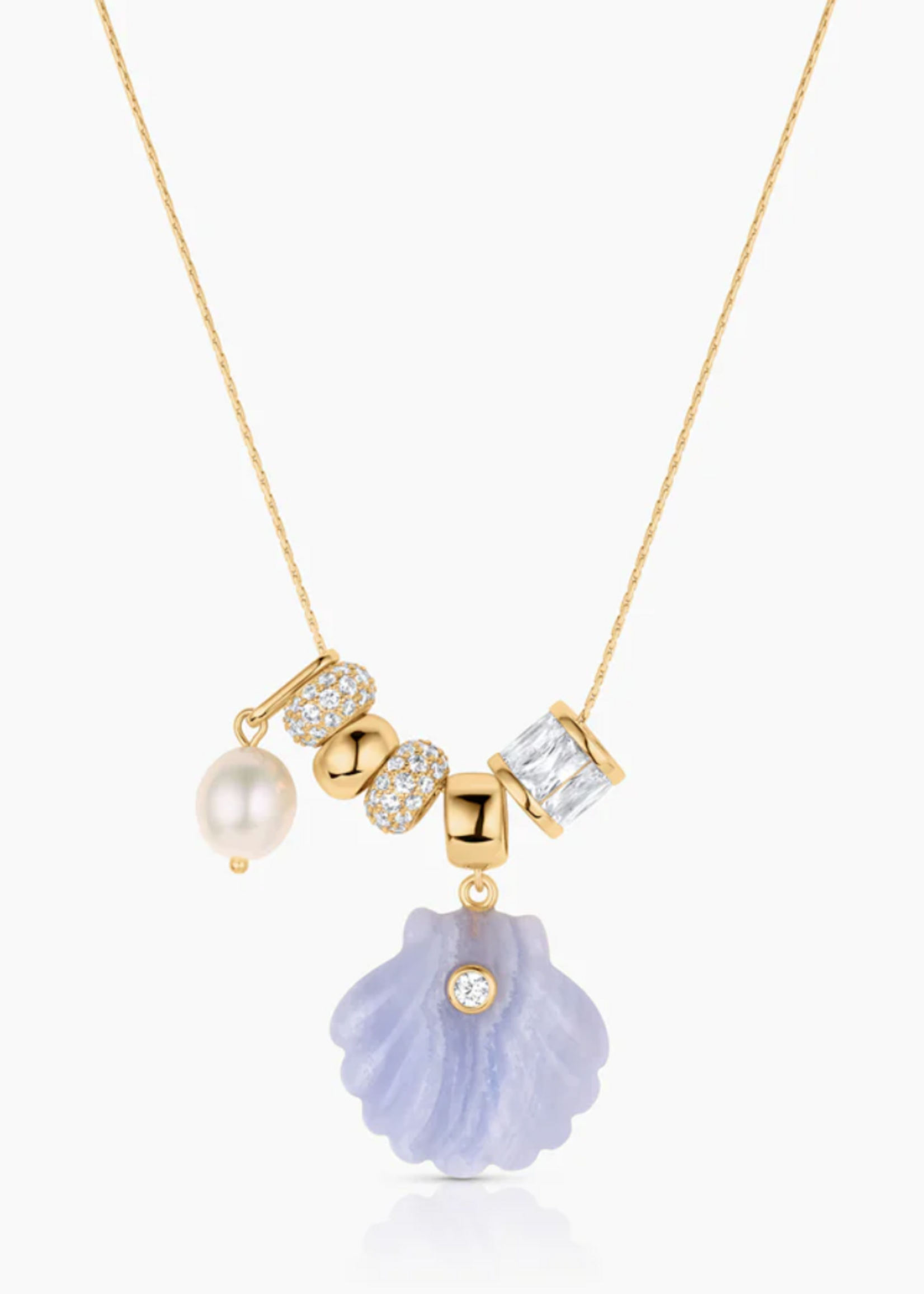 Coquille Soirée Blue Lace Shell Necklace