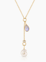 Isola Blue Lace and Mother Of Pearl Lariat Necklace