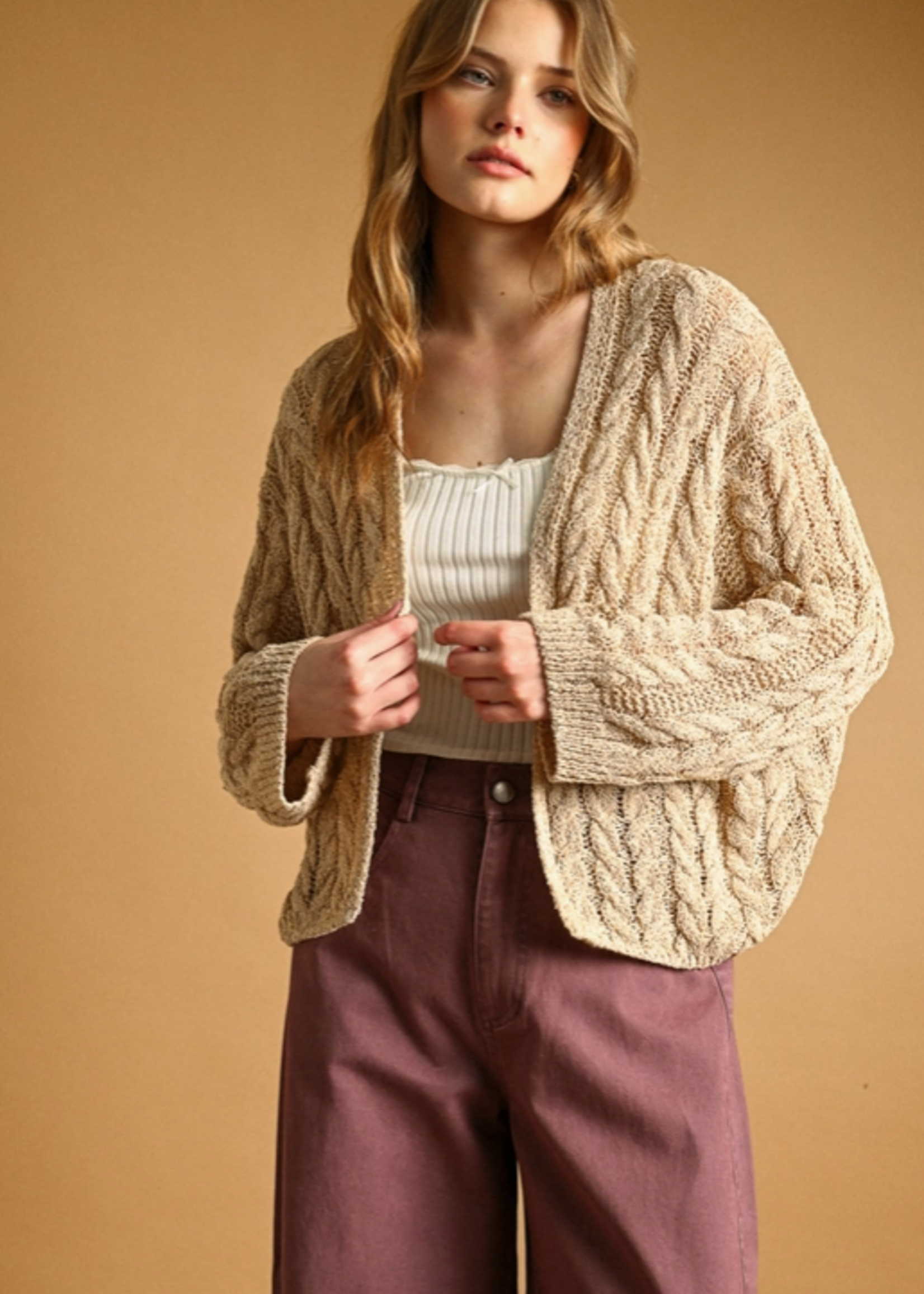 Light Weight Cable Knitted Cardigan