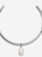 Talia Pearl Choker Necklace - Rhodium Plated
