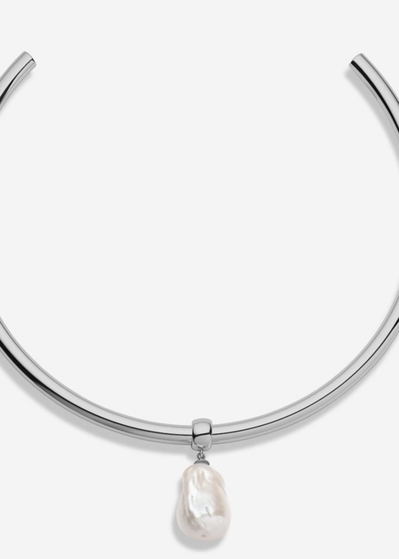Talia Pearl Choker Necklace - Rhodium Plated